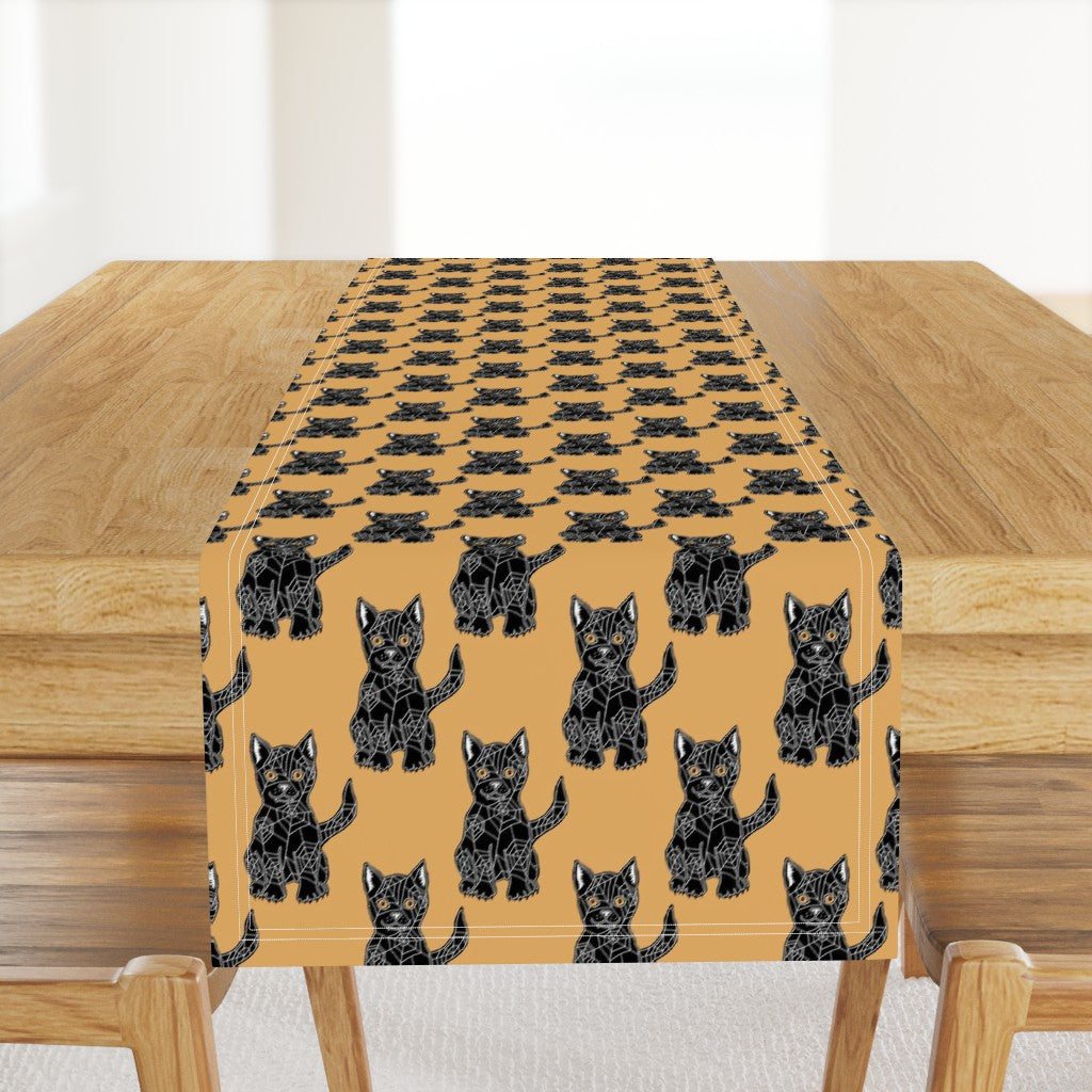 Cobweb Cat Halloween Fabric