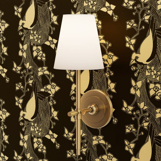 Oriole Bird on Pendulum Nest with Flowers Design