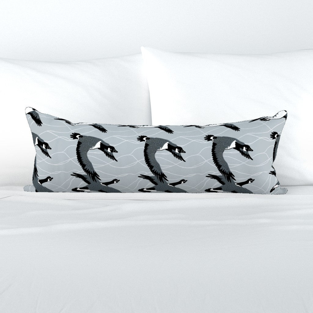 Canadian Geese Flying Fabric and Wallpaper