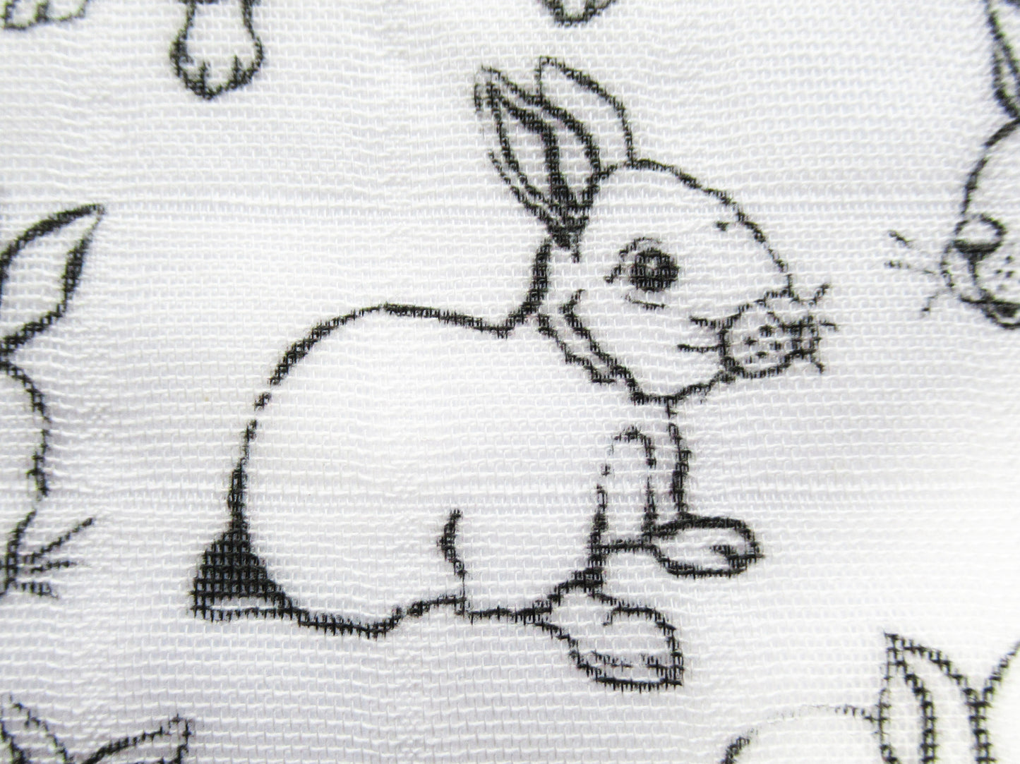 Baby Bunnies in Black and White Fabric and Wallpaper