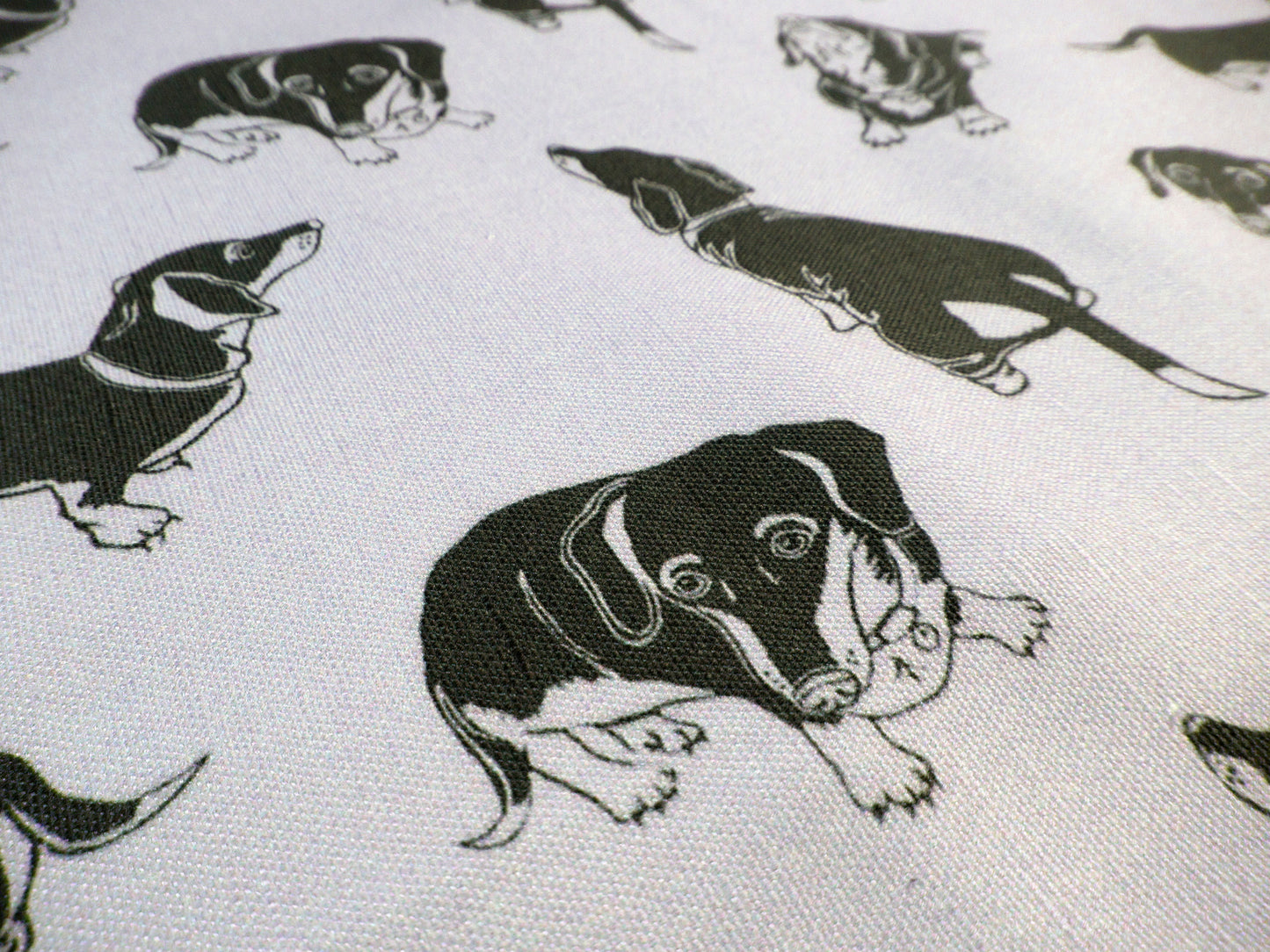 Dachshunds Linocut Fabric and Wallpaper