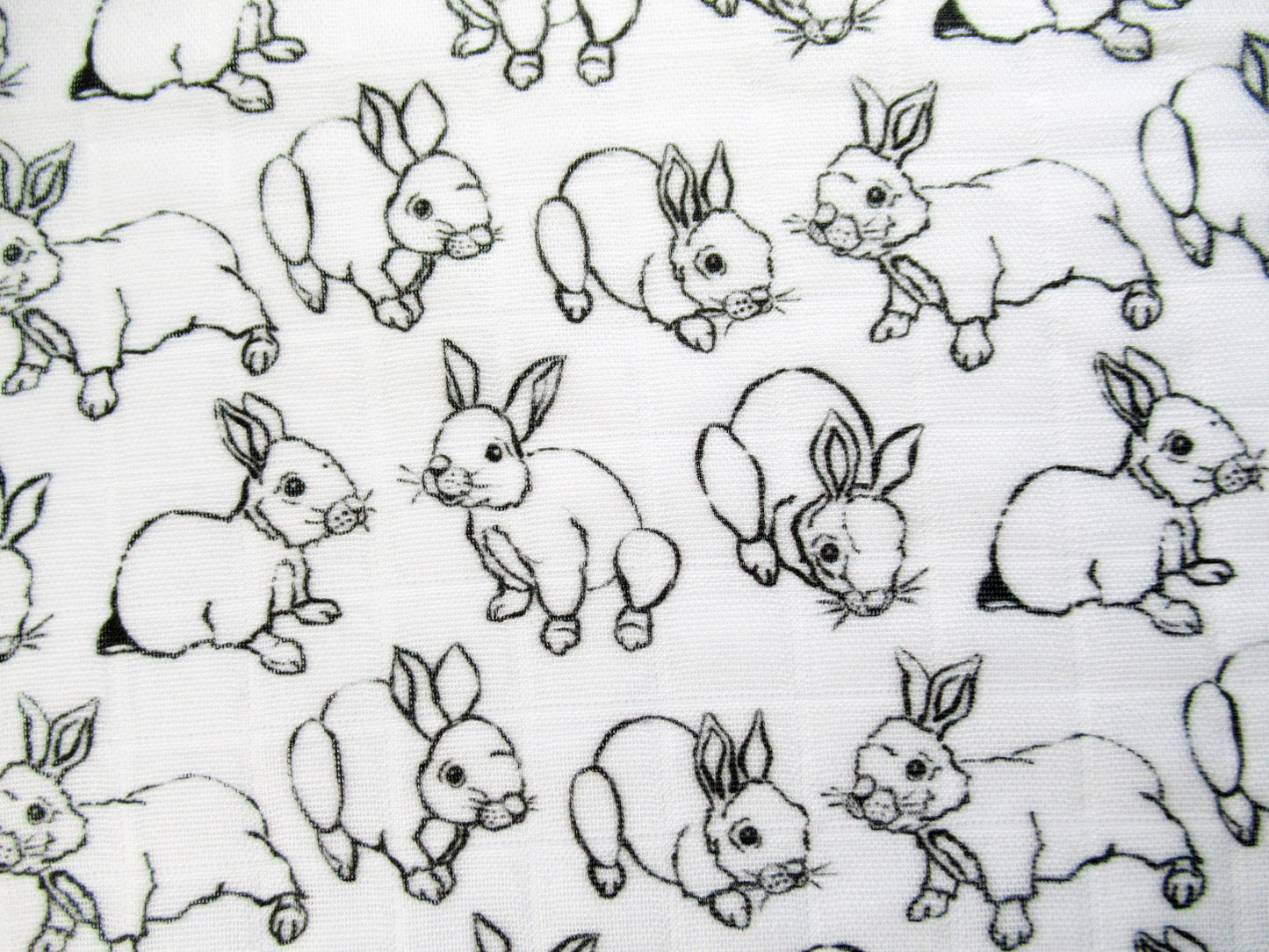 Baby Bunnies in Black and White Fabric and Wallpaper