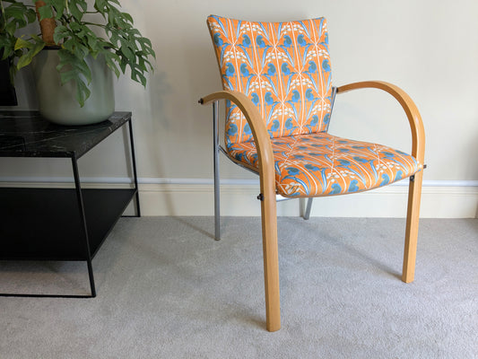 Art Nouveau Design Blue Bird and Butterfly Fabric