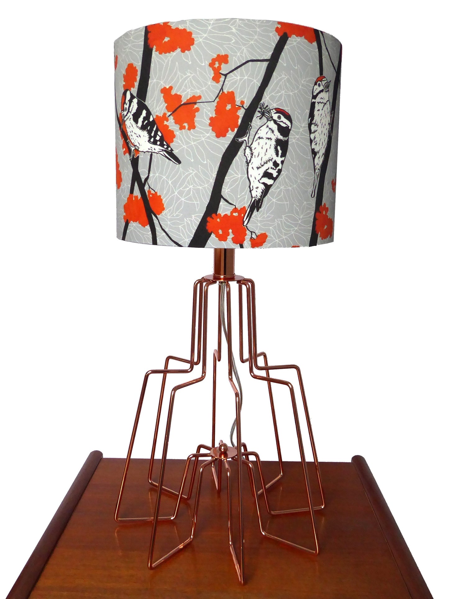 woodpeckers and orange berries fabric