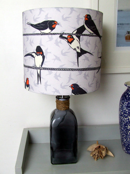 Swallows on Telephone Wire Fabric - Lampshade