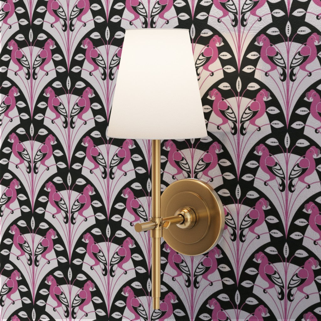 Art Deco Pink and Black Geometric Bird Design