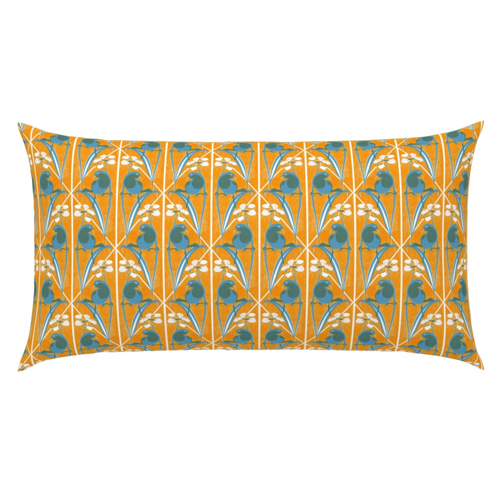 Blue Bird and Butterfly Art Nouveau Design
