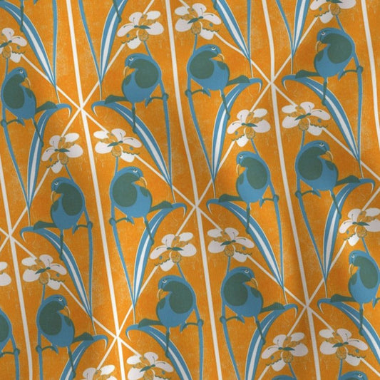 Blue Bird and Butterfly Art Nouveau Design