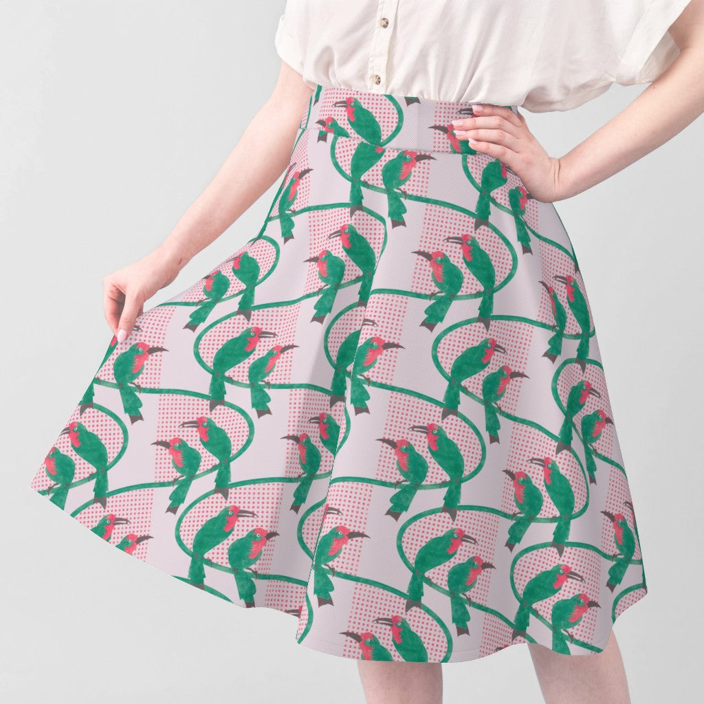Green and Pink Bee Eaters with Dots and Curves