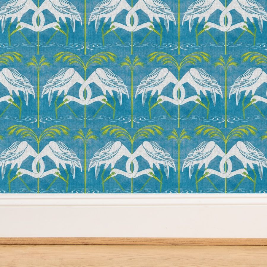 Giant Egret Art Deco Style Linocut Design