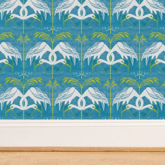 Giant Egret Art Deco Style Linocut Design