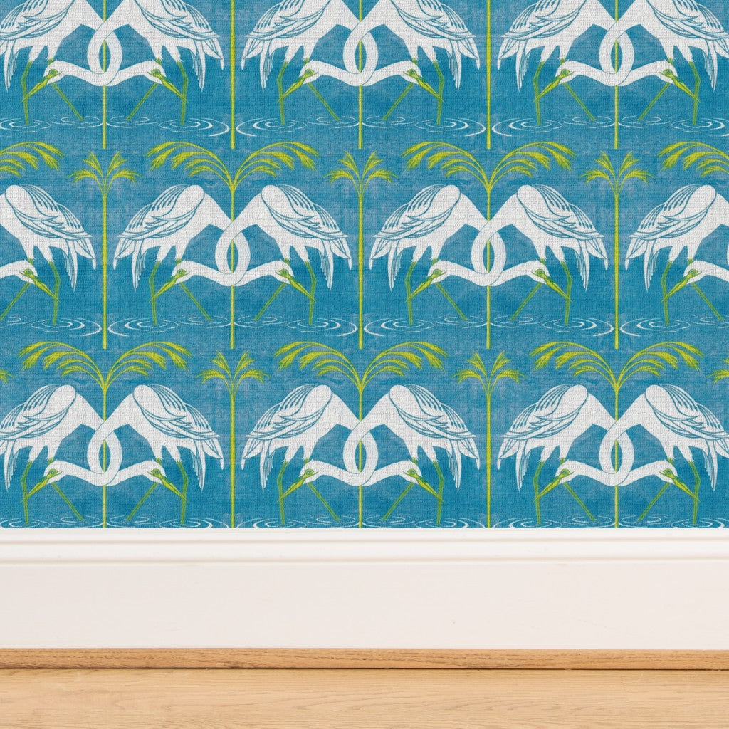 Giant Egret Art Deco Style Linocut Design