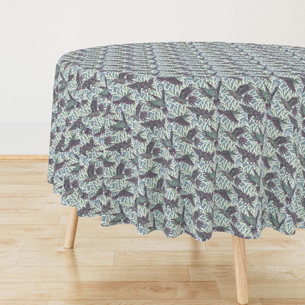 Purple Hummingbird Fabric and Wallpaper