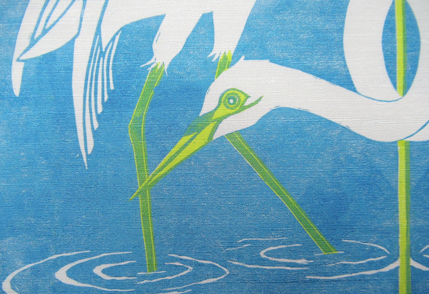 Giant Egret Art Deco Style Linocut Design