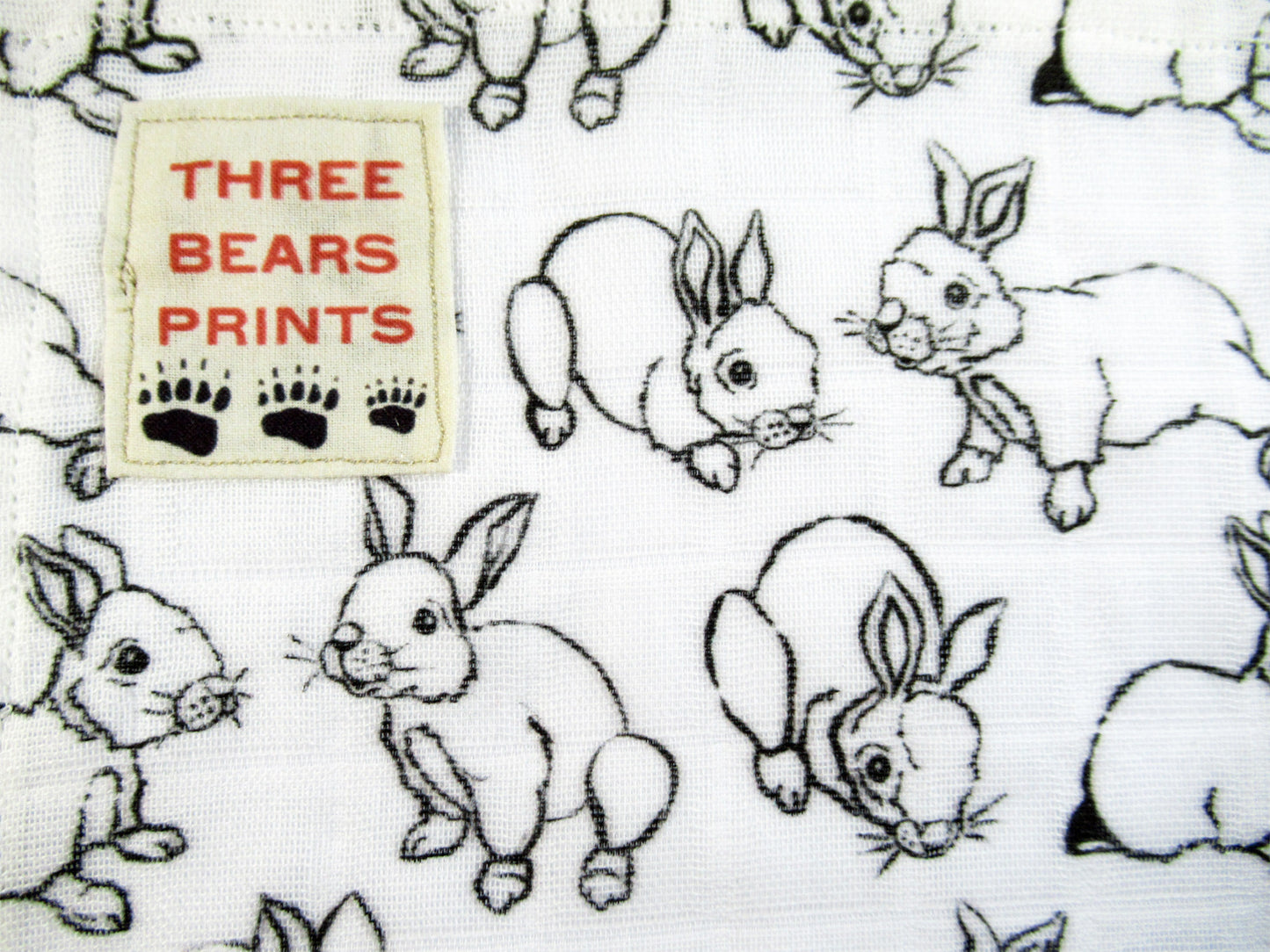 Baby Bunnies in Black and White Fabric and Wallpaper