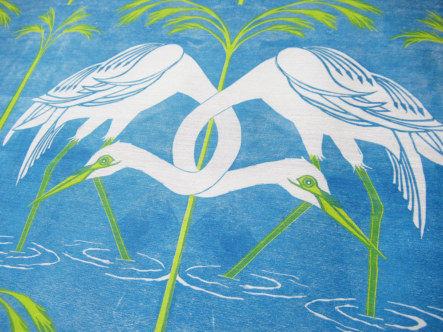 Giant Egret Art Deco Style Linocut Design