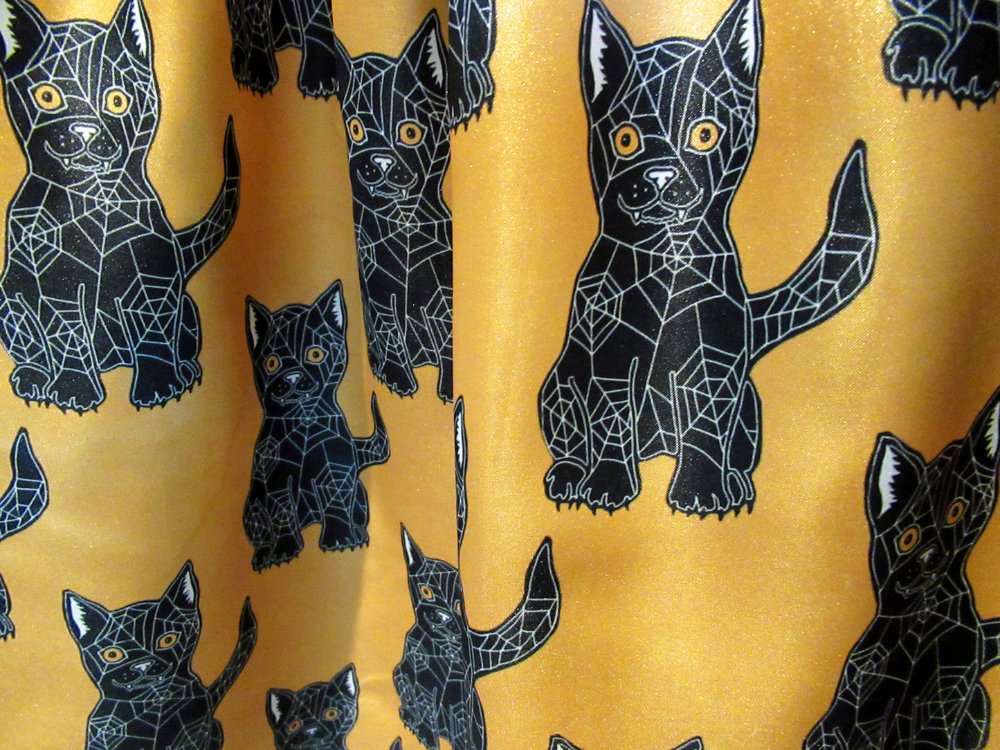 Cobweb Cat Halloween Fabric