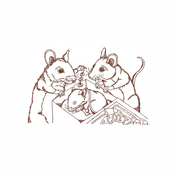 Mice illustration on white square background