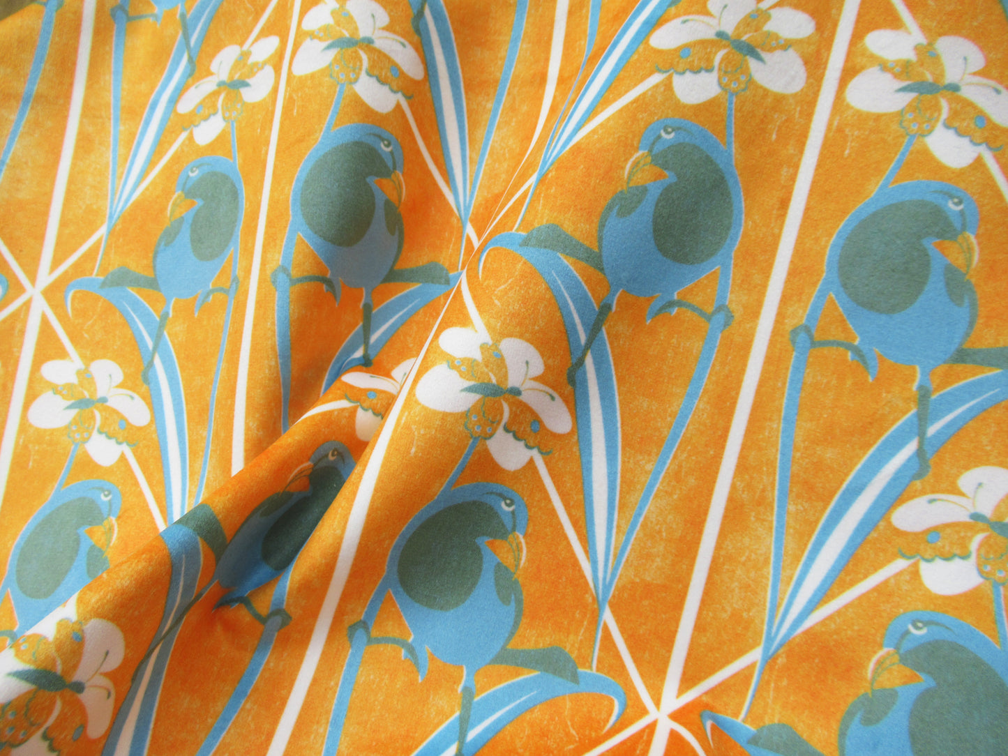 Blue Bird and Butterfly Art Nouveau Design