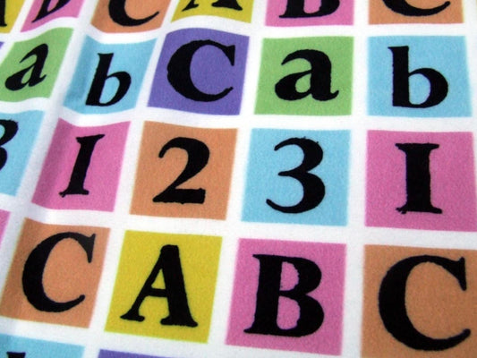 ABC and 123 Coloured Block Fabric