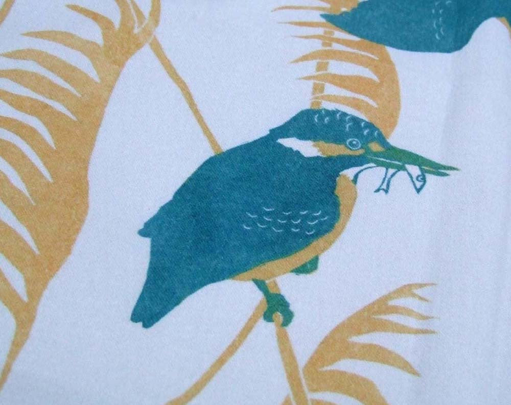 Kingfisher in Reeds Fabric - Close Up