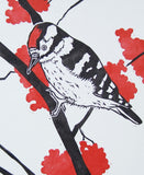 Black and Red Woodpecker Linocut