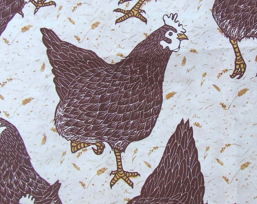 Brown Hens Fabric