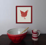 Red Hen Statement Print - Foot Up