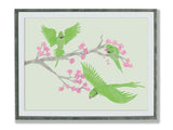 Parakeets and Cherry Blossom