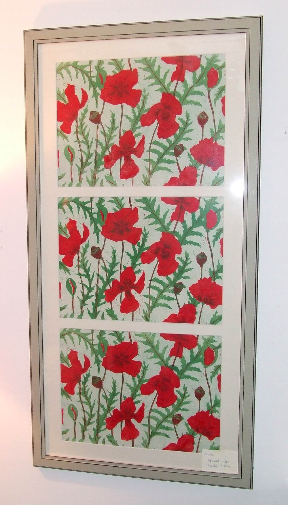 Poppies Linocut Print - Framed