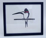 Swallow Preening Linocut