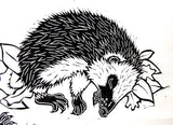 Hibernating Hedgehogs Linocut