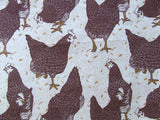 Brown Hens Fabric