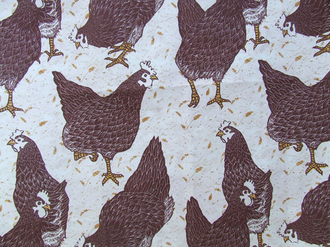 Brown Hens Fabric