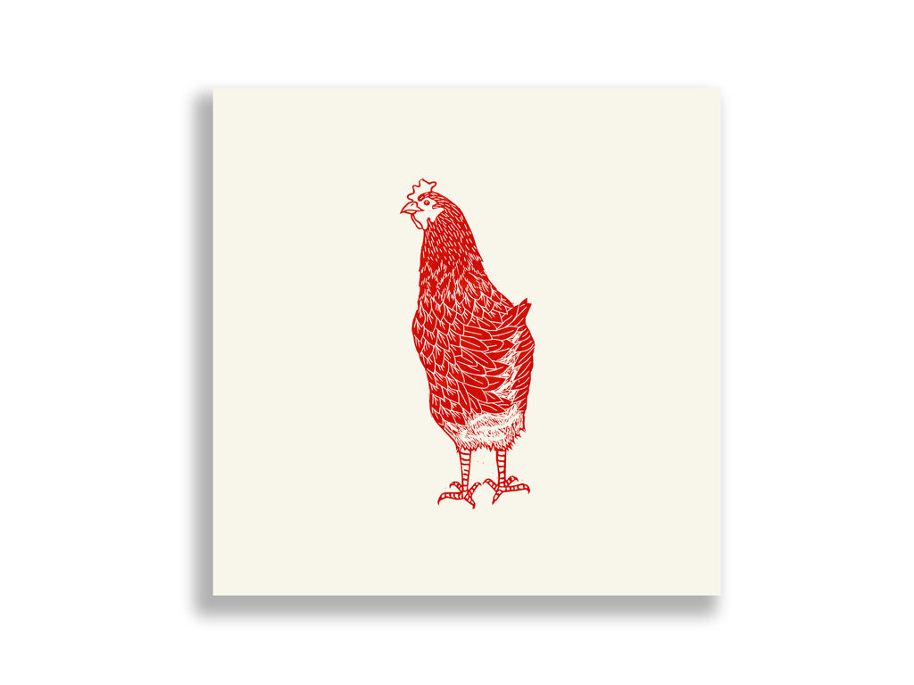 Red Hen Statement Print - Hen Looking Back