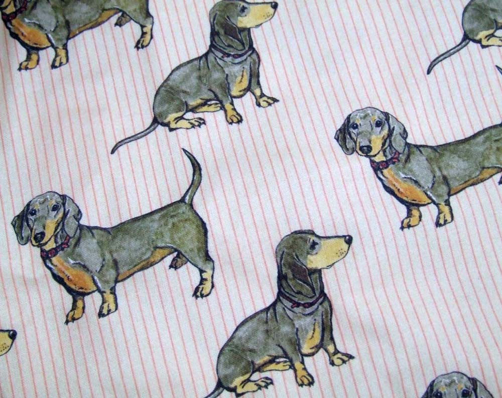 Dachshunds with Red Stripe Fabric