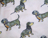 Dachshunds Red Striped Fabric