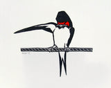Swallow Preening Linocut