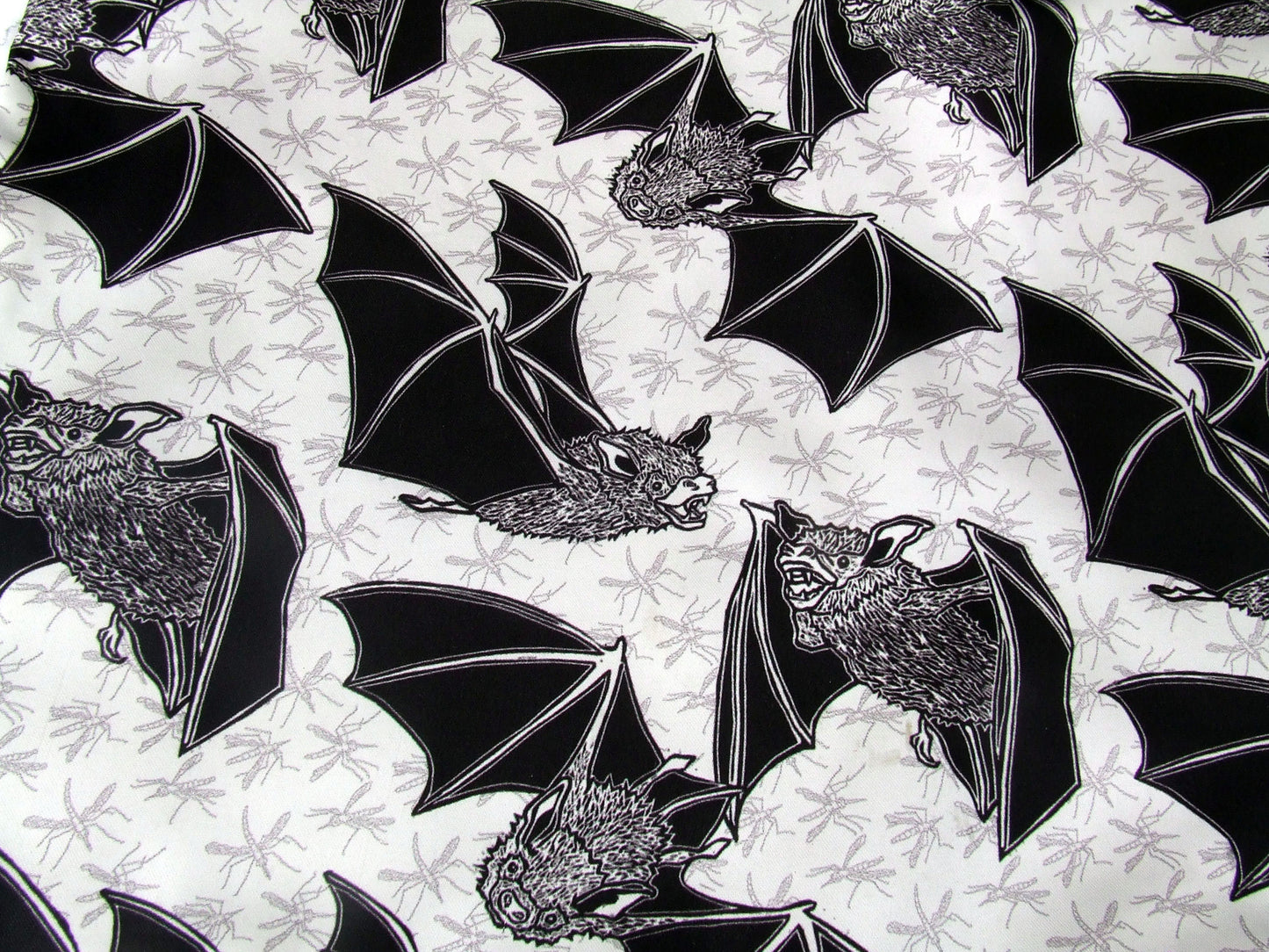 Flying Bats and Insects Fabric