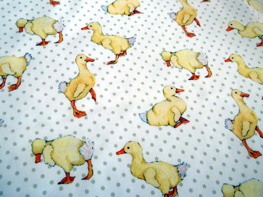 Yellow Ducklings and Grey Dots Fabric and Wallpaper