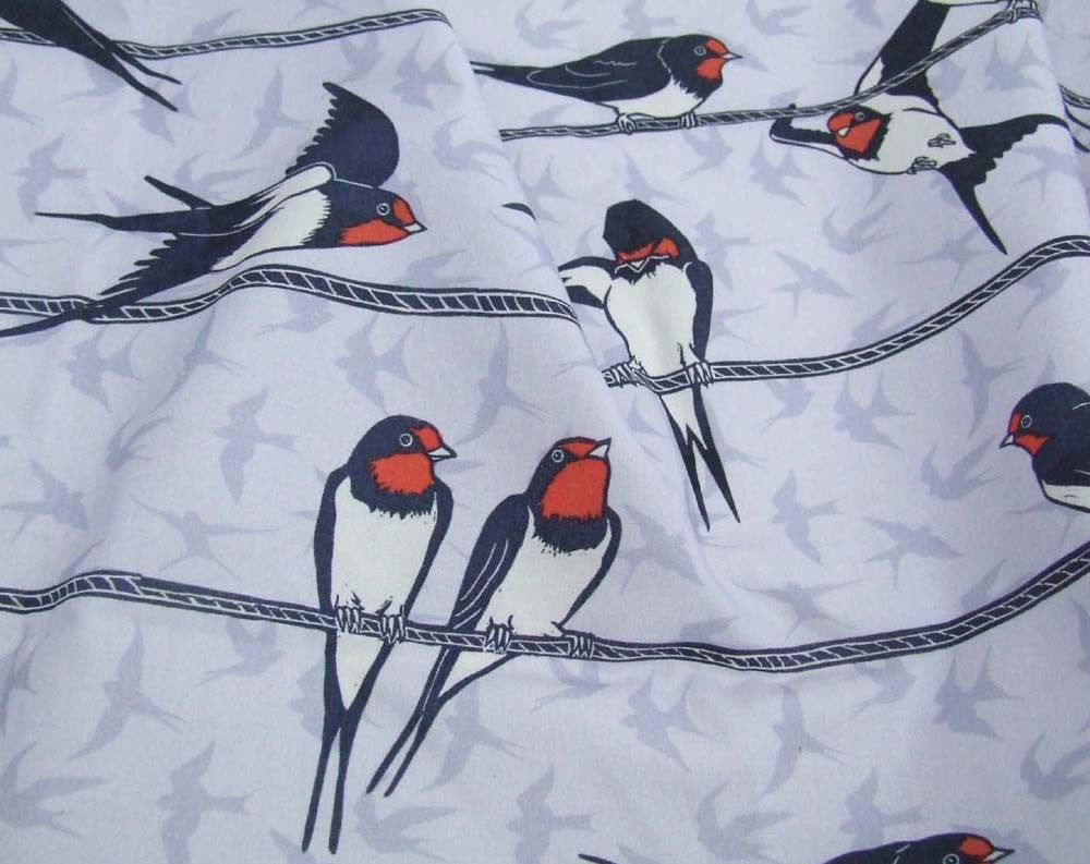 Swallows on Telephone Wire Fabric