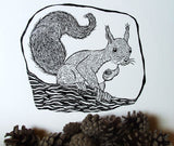 Squirrel Handmade Print